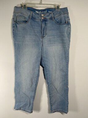 Wallflower Womens Flirty Curvy High Rise Light Wash Denim Capri Jeans Size 14w